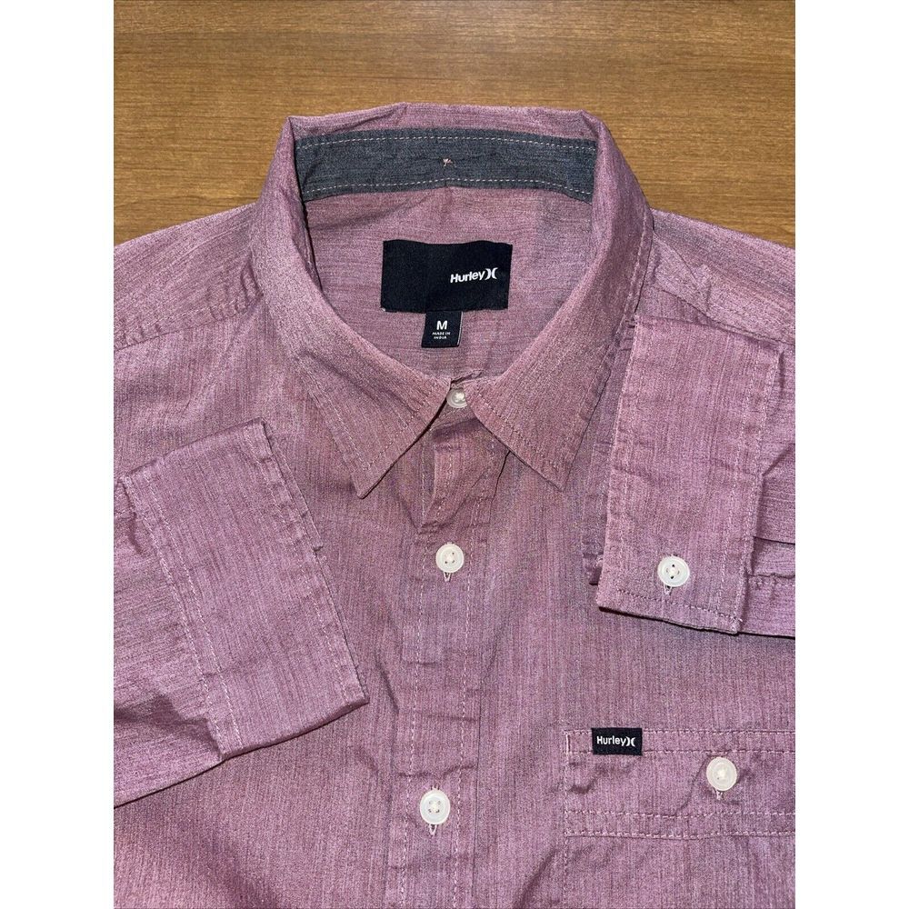 Hurley Shirt Men Medium Purple Long Sleeves Logo's‎ Button Up